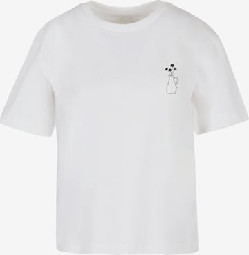 Merchcode T-Shirt 'Vase And Flowers' in Weiß: Vorderseite