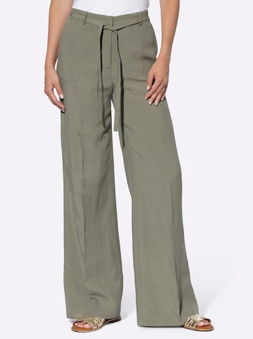 Wide leg Pantaloni con piega frontale di heine in verde: frontale