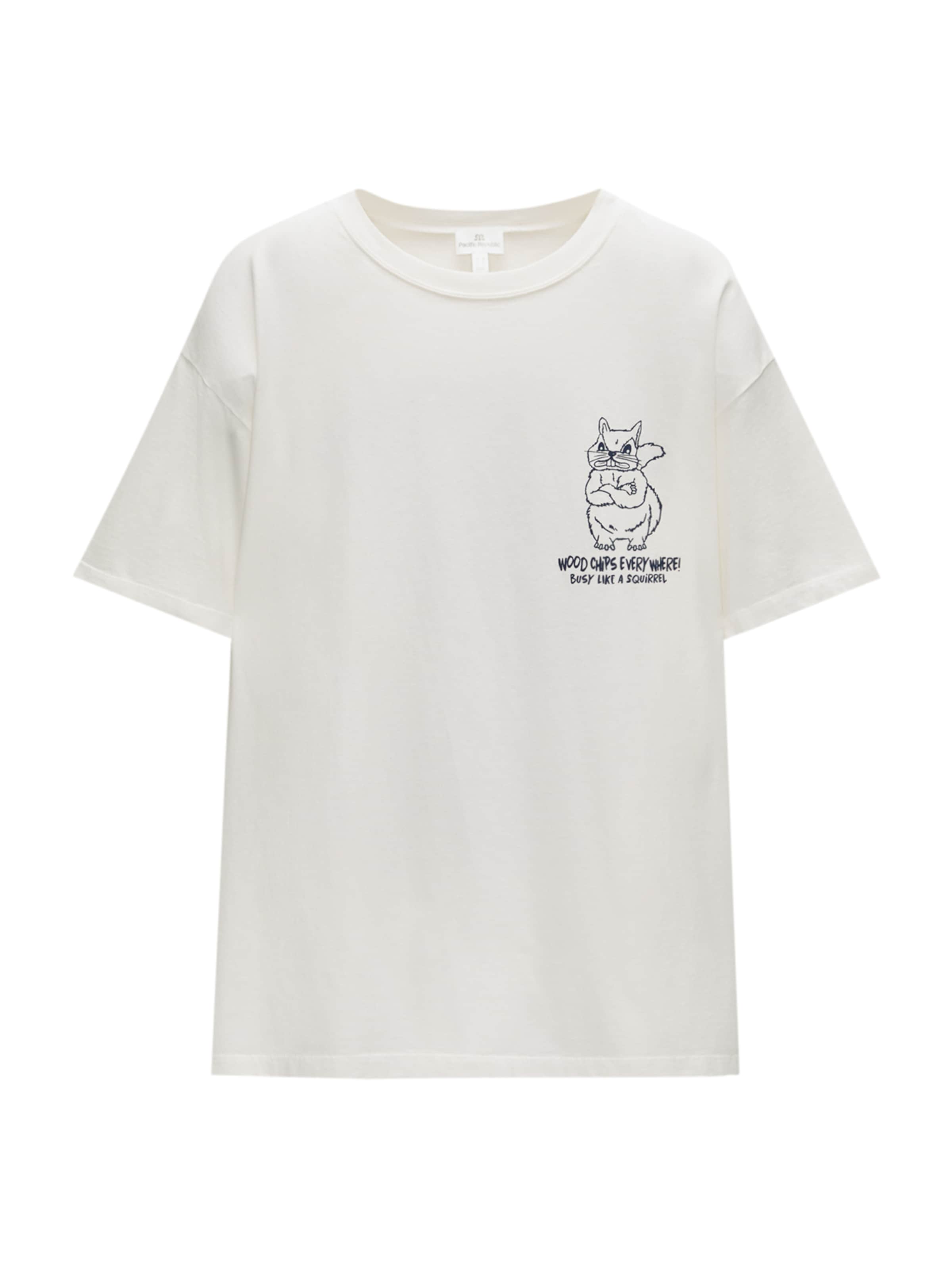 Pull&Bear T-shirt 'ARDILLA' i vit: framsida