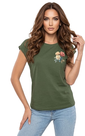 MAKAYA Shirt 'Three Roses' in Green: front