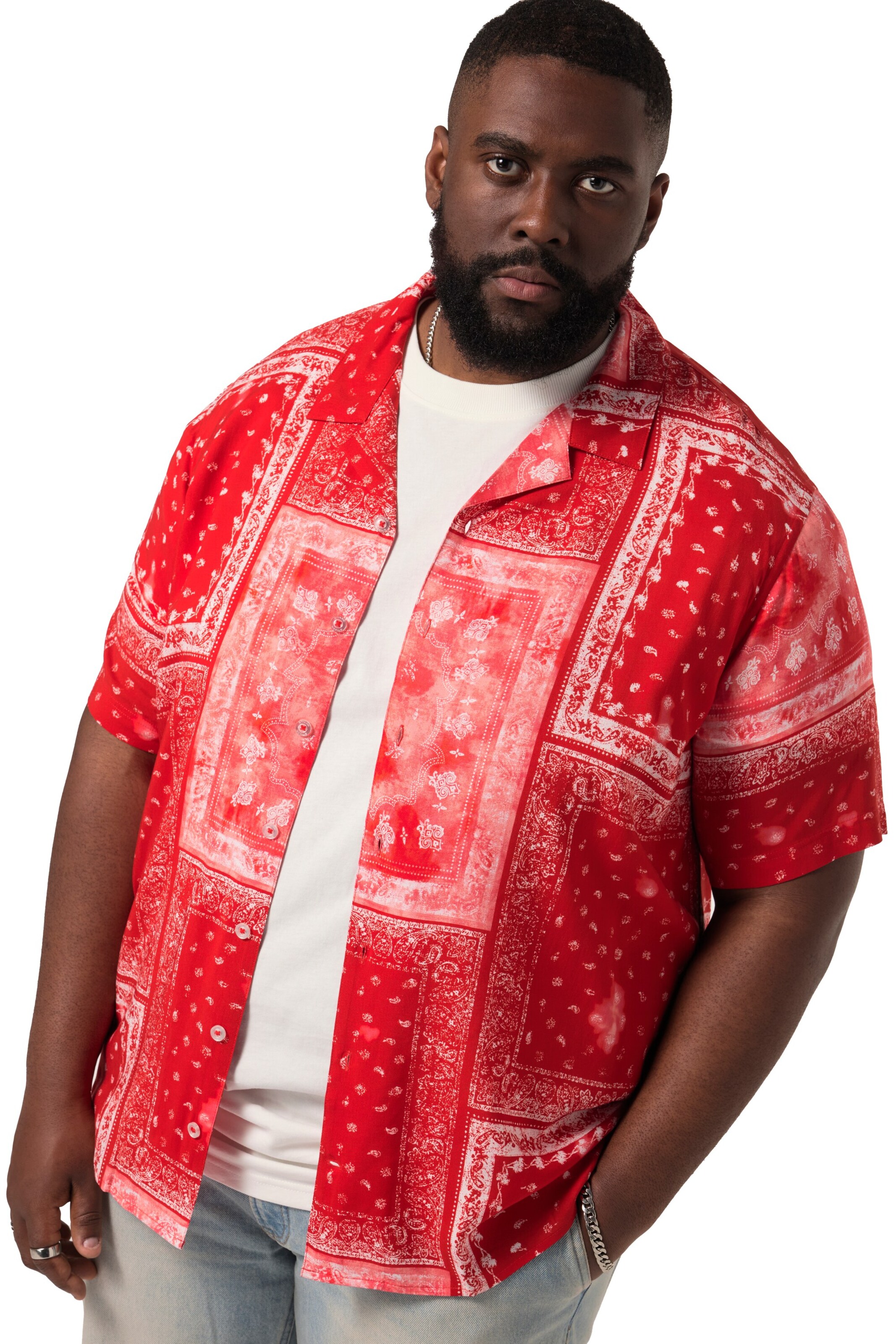 STHUGE Regular fit Overhemd in Rood: voorkant