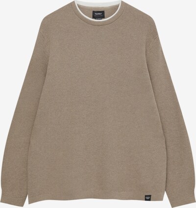 Pull&Bear Sweter w kolorze jasnobrązowy / białym, Podgląd produktu