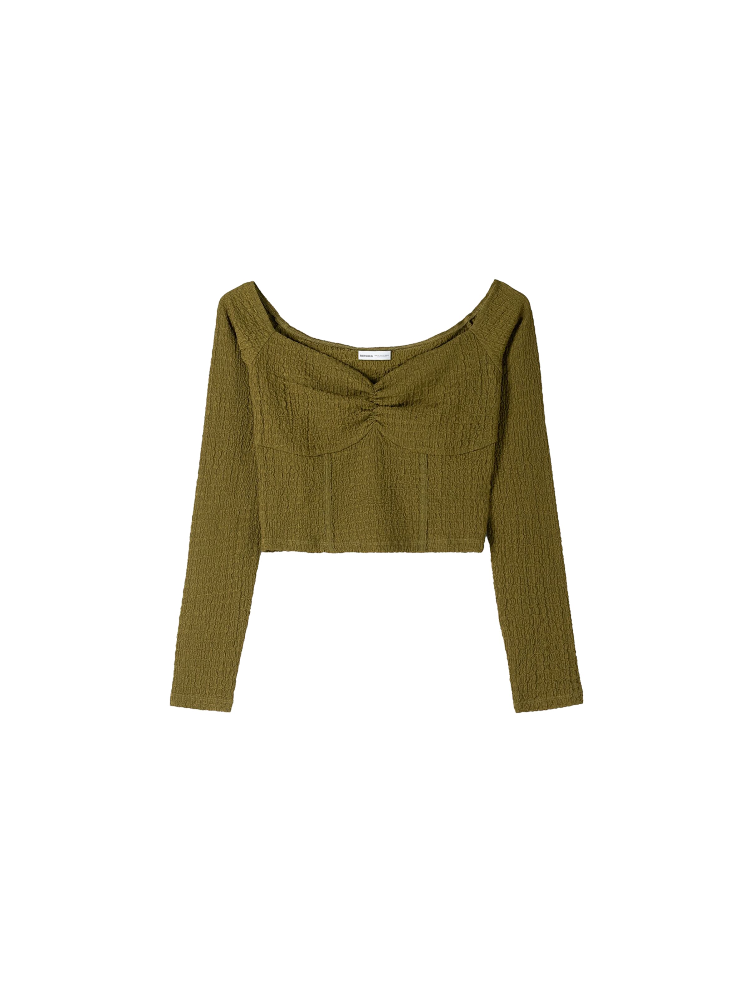 Bershka Tričko – zelená: přední strana