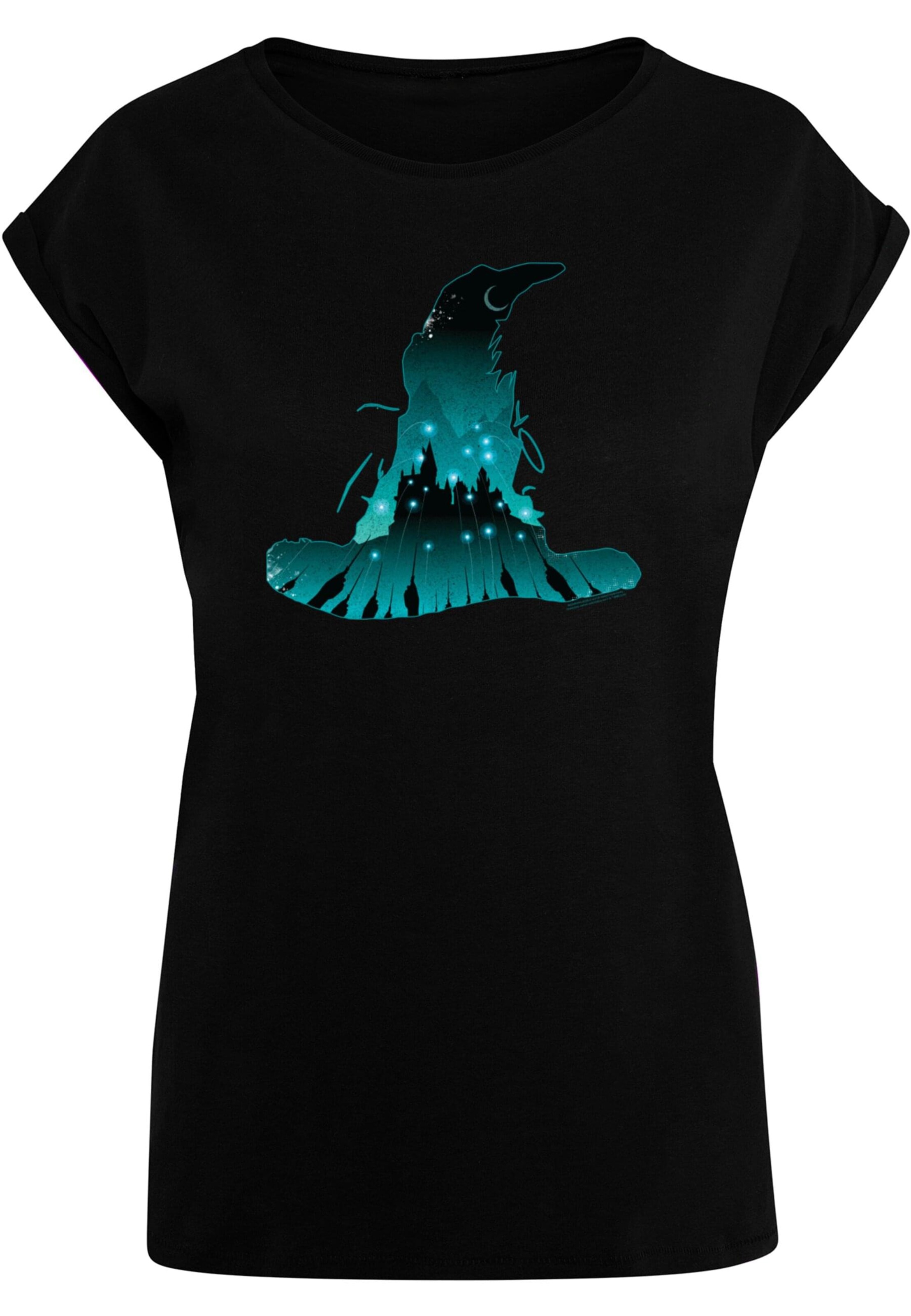 ABSOLUTE CULT Shirt 'Harry Potter - Hogwarts Silhouette' in Zwart: voorkant