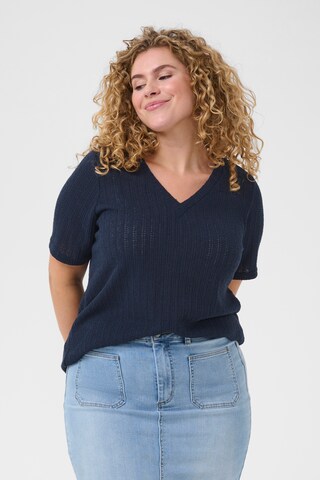 KAFFE CURVE Trui 'Edina' in Blauw: voorkant