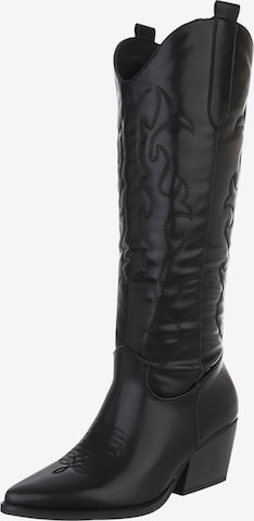 Ital-Design Cowboy Boots in Black: front