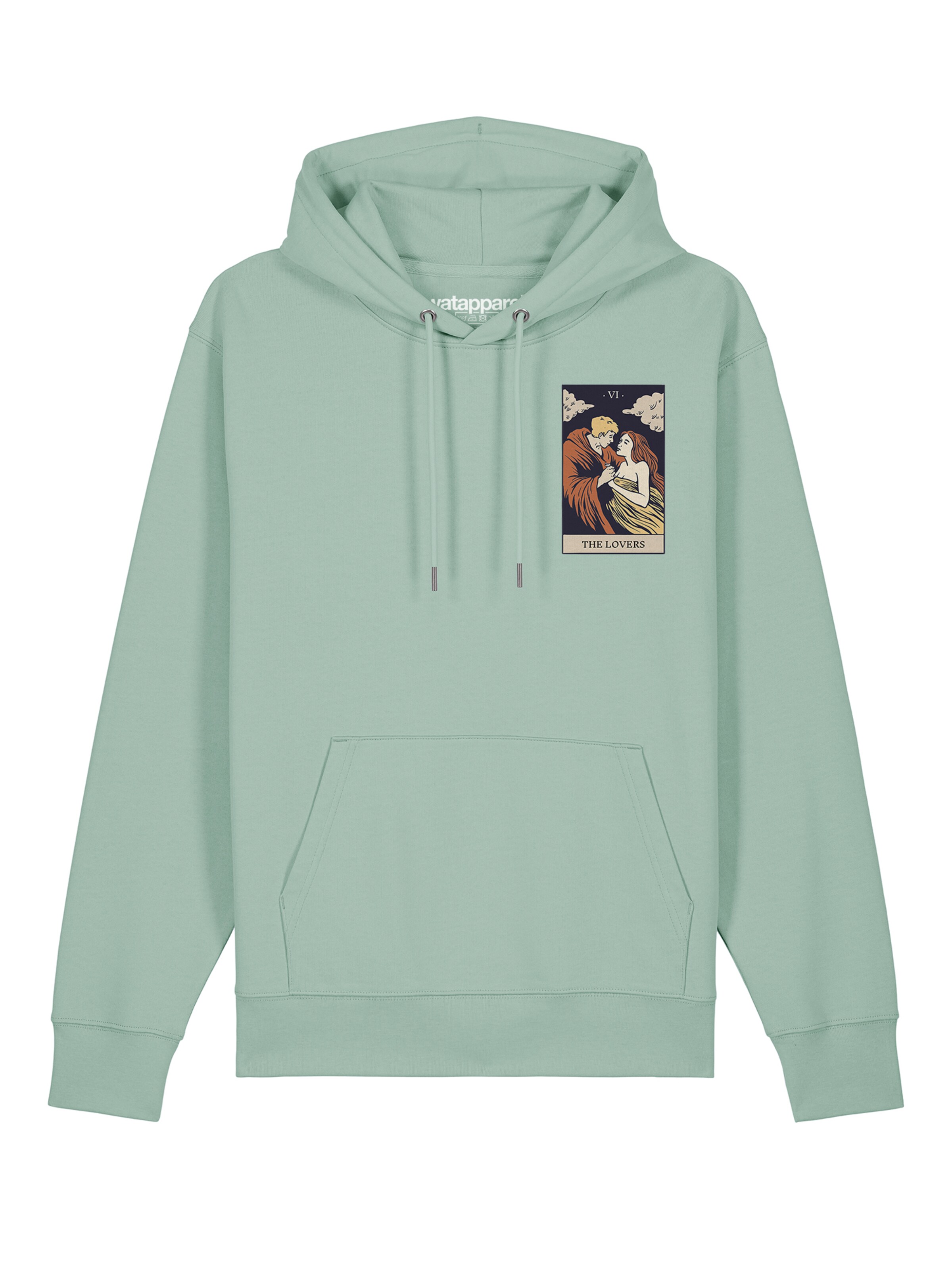 Watapparel Sweatshirt 'Tarot The Lovers' in Groen: voorkant