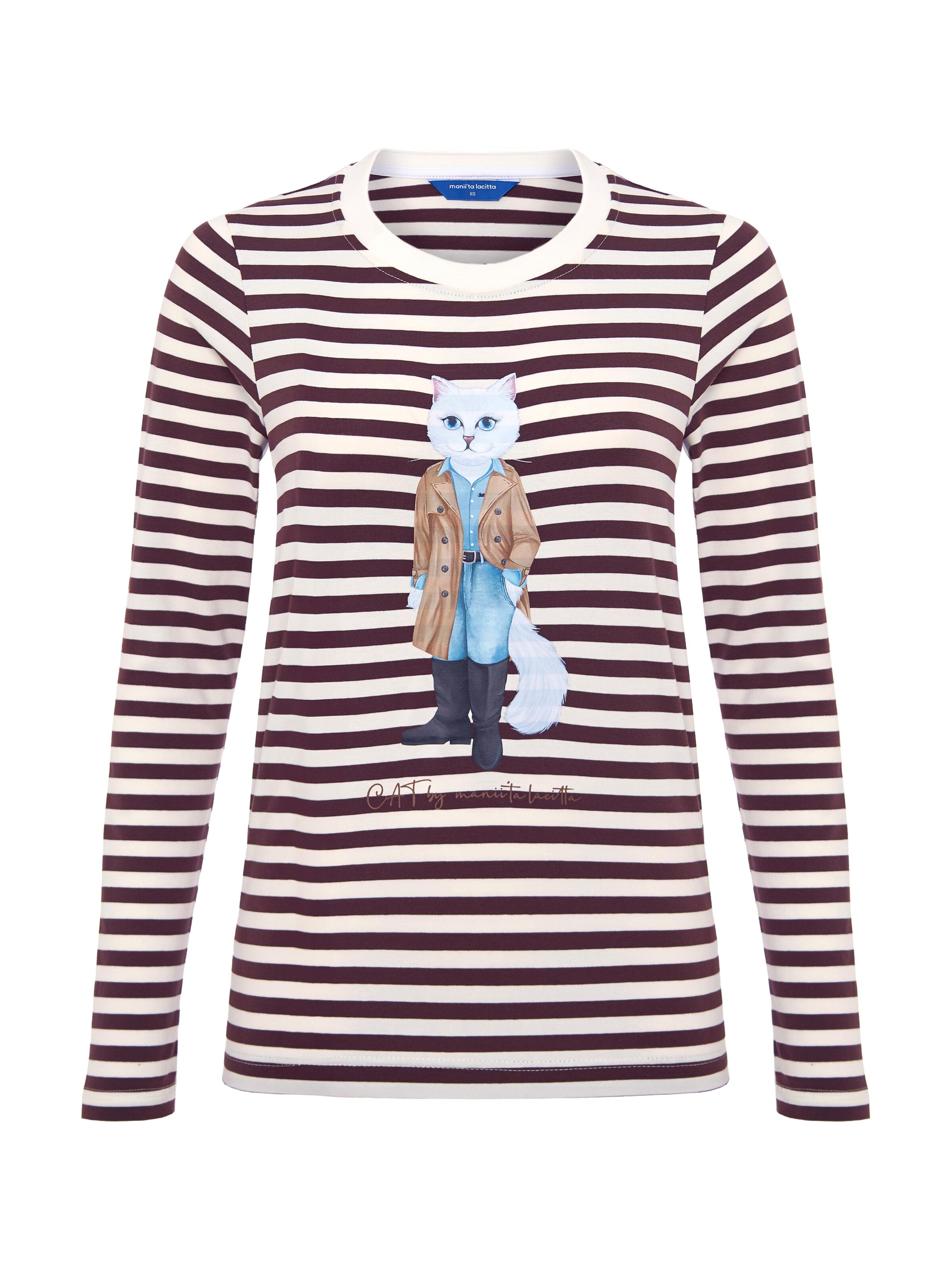 Cat e Lolette Shirt 'Cat in Trench'‌‌ in Braun: Vorderseite