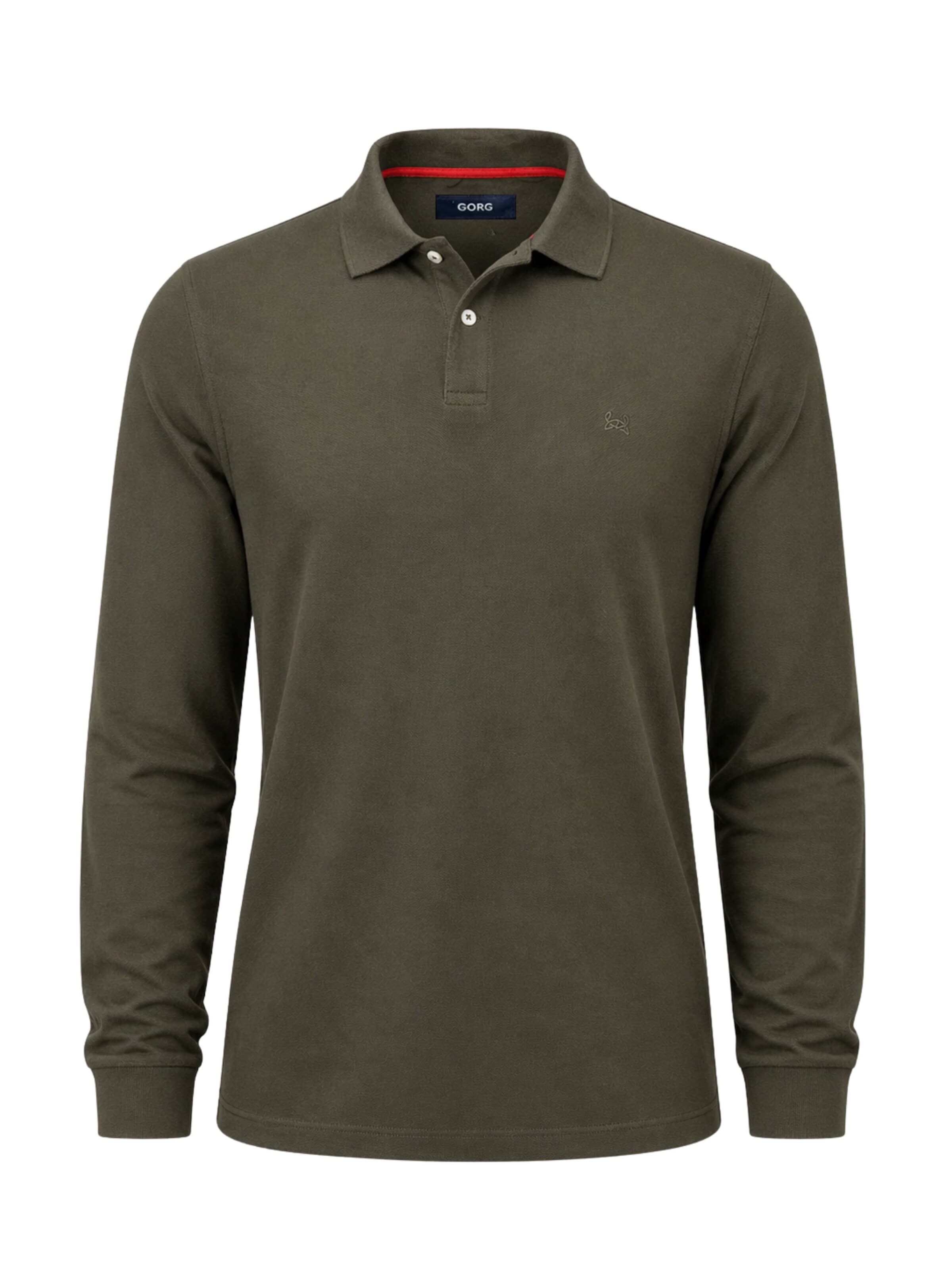 GORG Shirt 'Herren Langarm Poloshirt aus 100% Bio-Baumwolle' in Brown: front