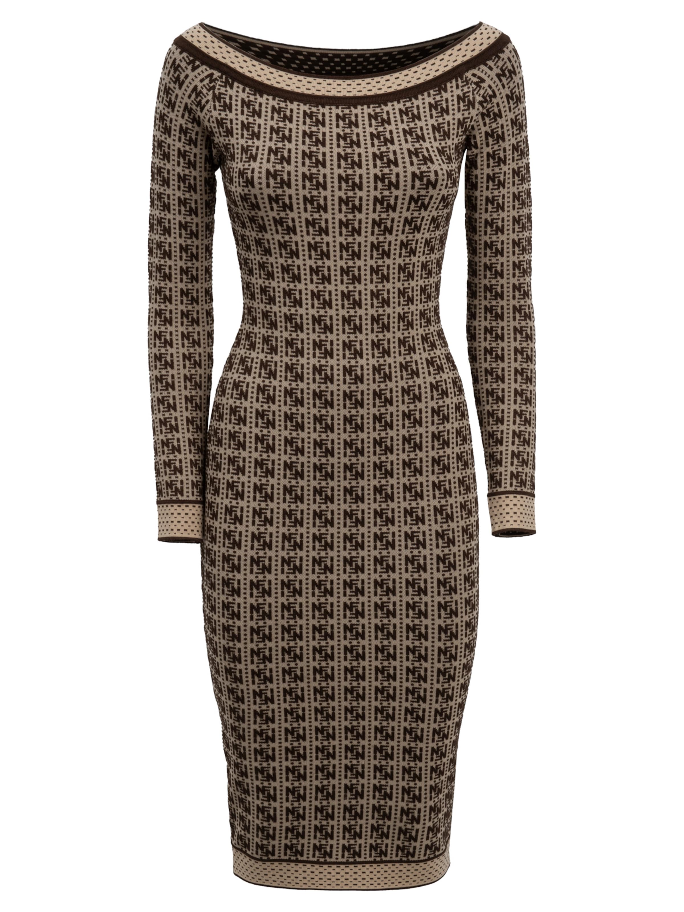 Influencer Strickkleid in Beige: Vorderseite