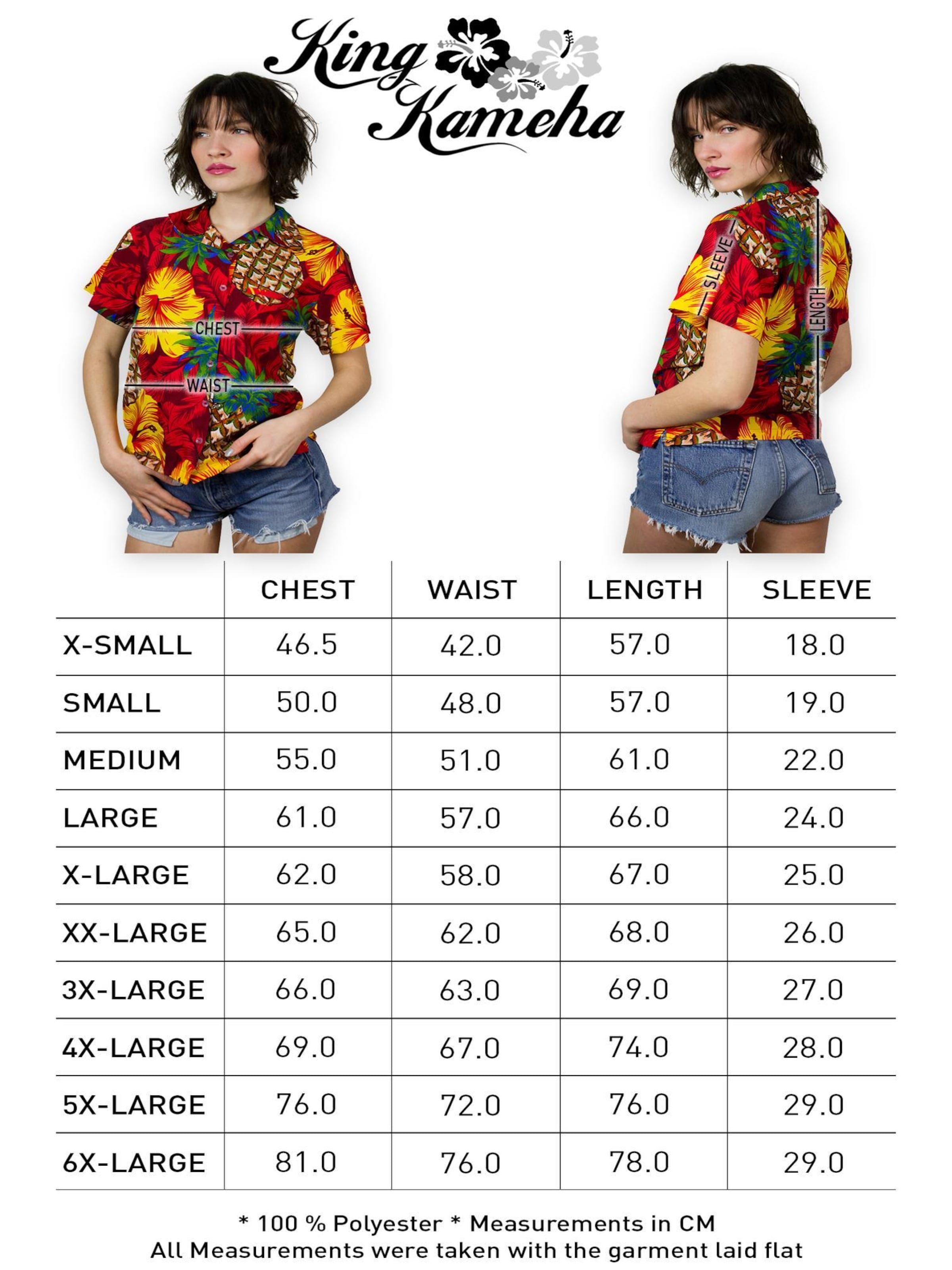 King Kameha Blouse 'Pineapple Hibiscus' in Red