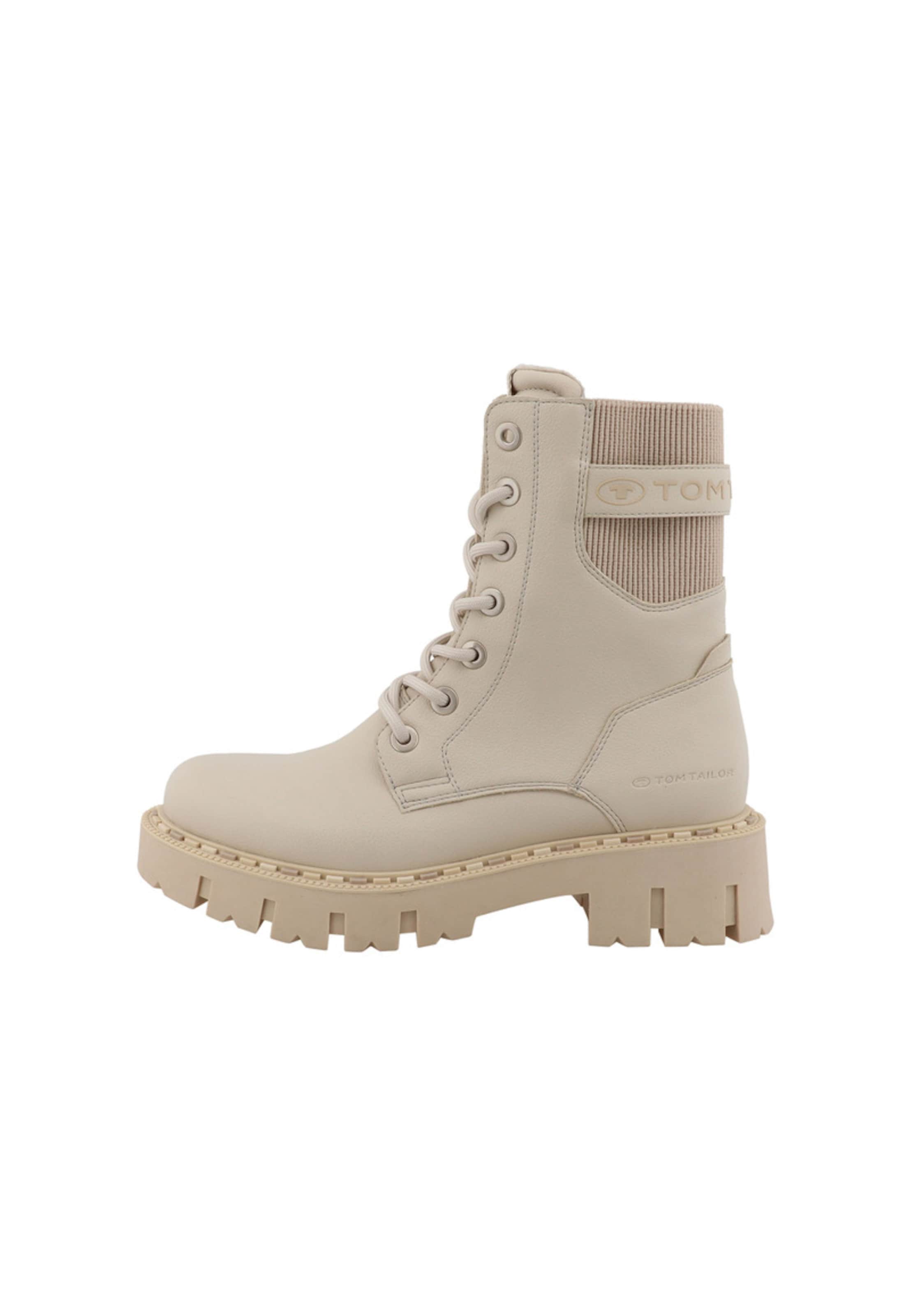 TOM TAILOR Schnürstiefelette in Beige: Vorderseite