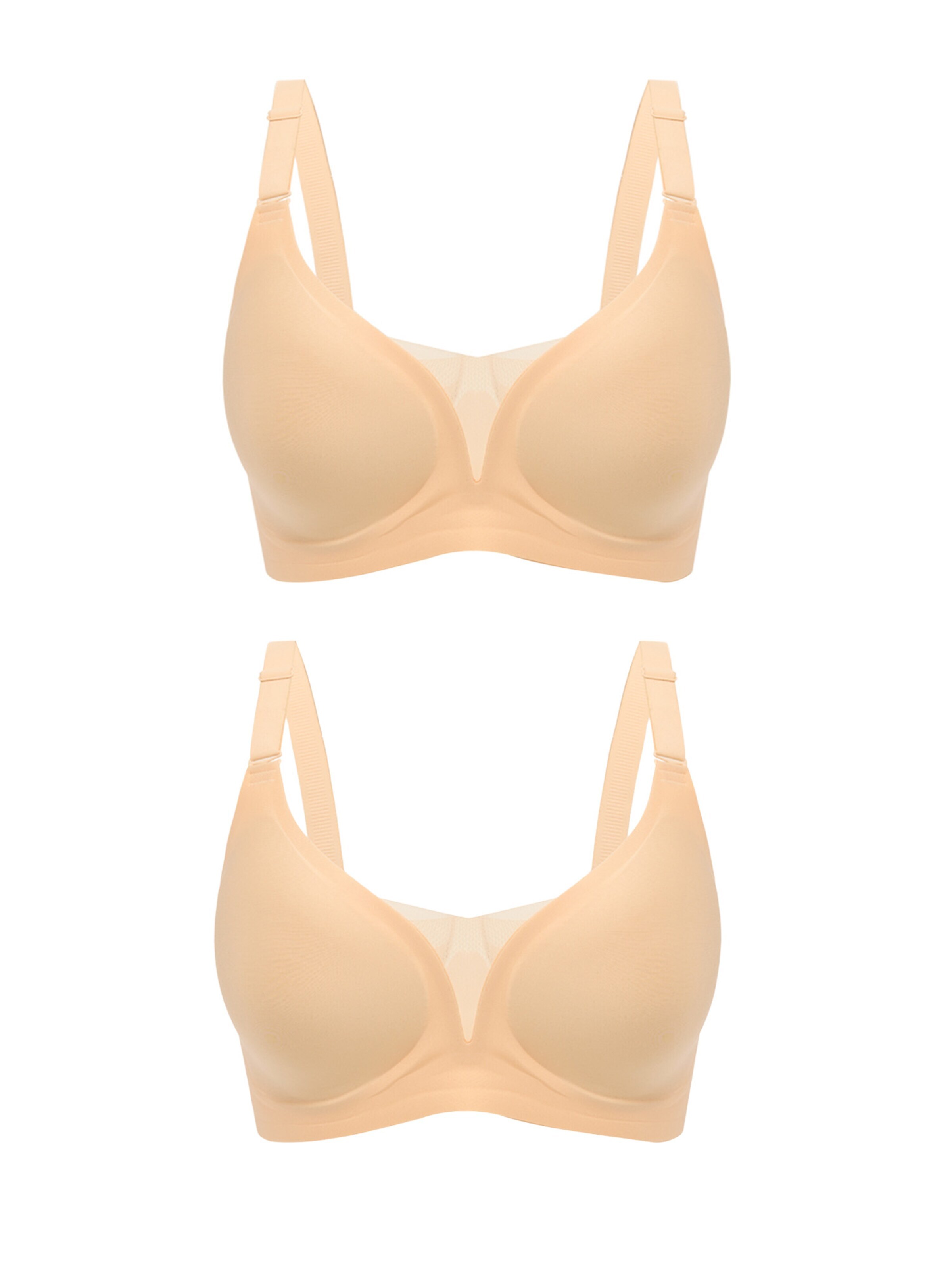SHARICCA Bralette Bra 'SHARICCA 2-Pack Women's Wire-Free Bra' in Beige: front