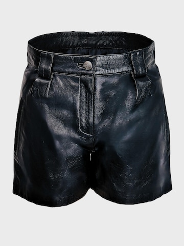 Be  Noble Slimfit Bandplooibroek 'Leder Shorts im eleganten Style' in Zwart: voorkant