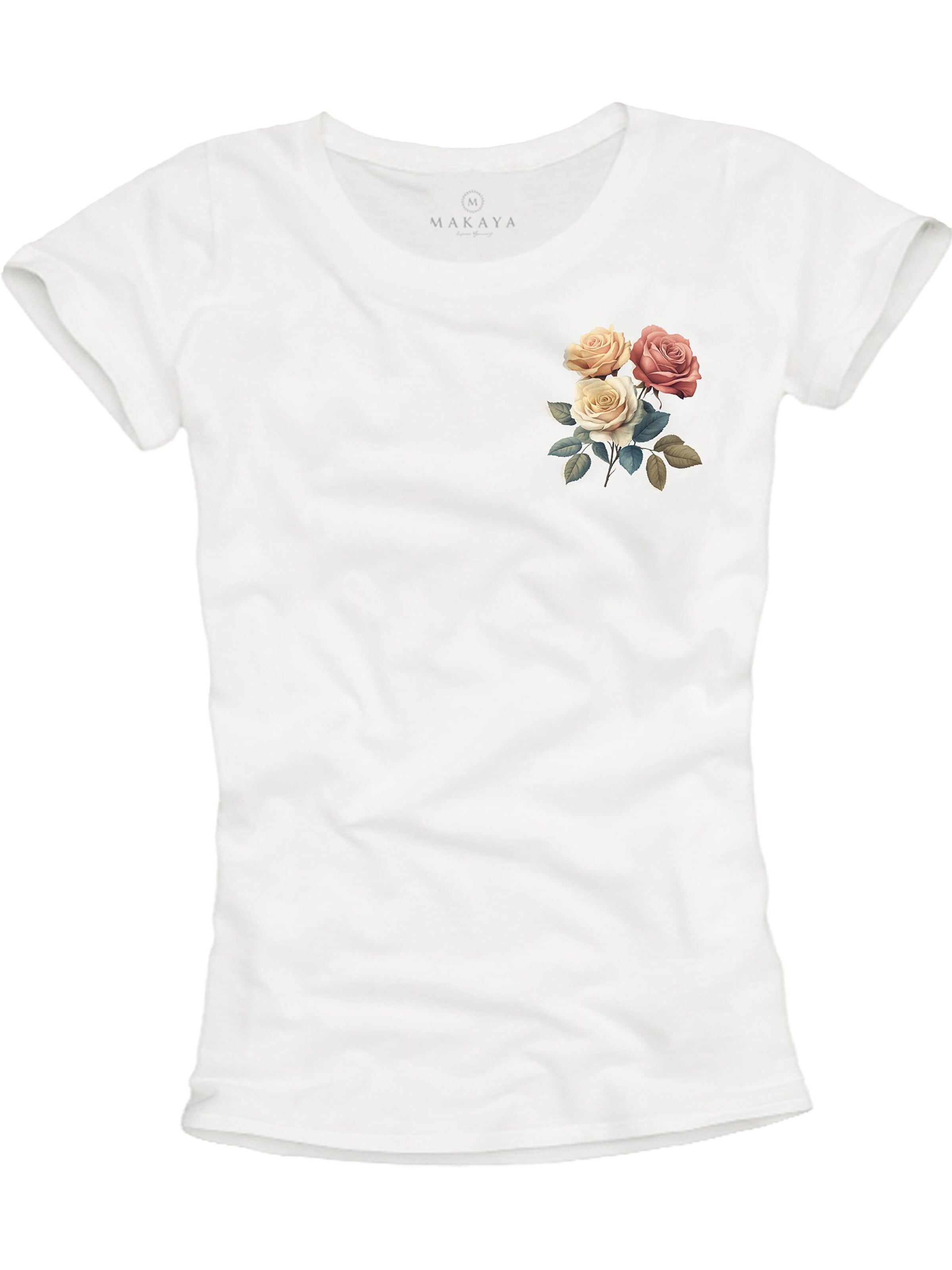 MAKAYA Shirt 'Three Roses' in White: front