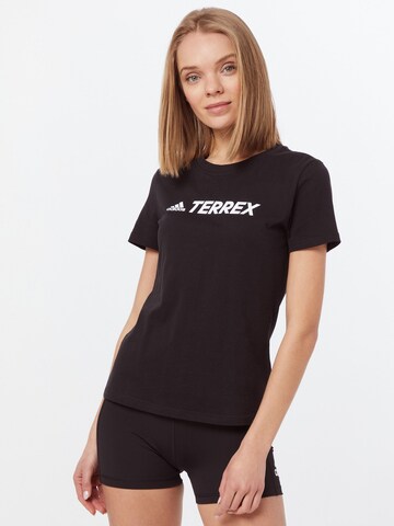ADIDAS TERREX Skinny Fit Функционална тениска в черно: отпред