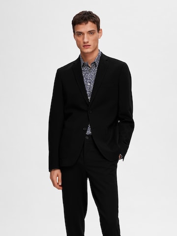 Coupe slim Veste de costume 'Delon' SELECTED HOMME en noir : devant