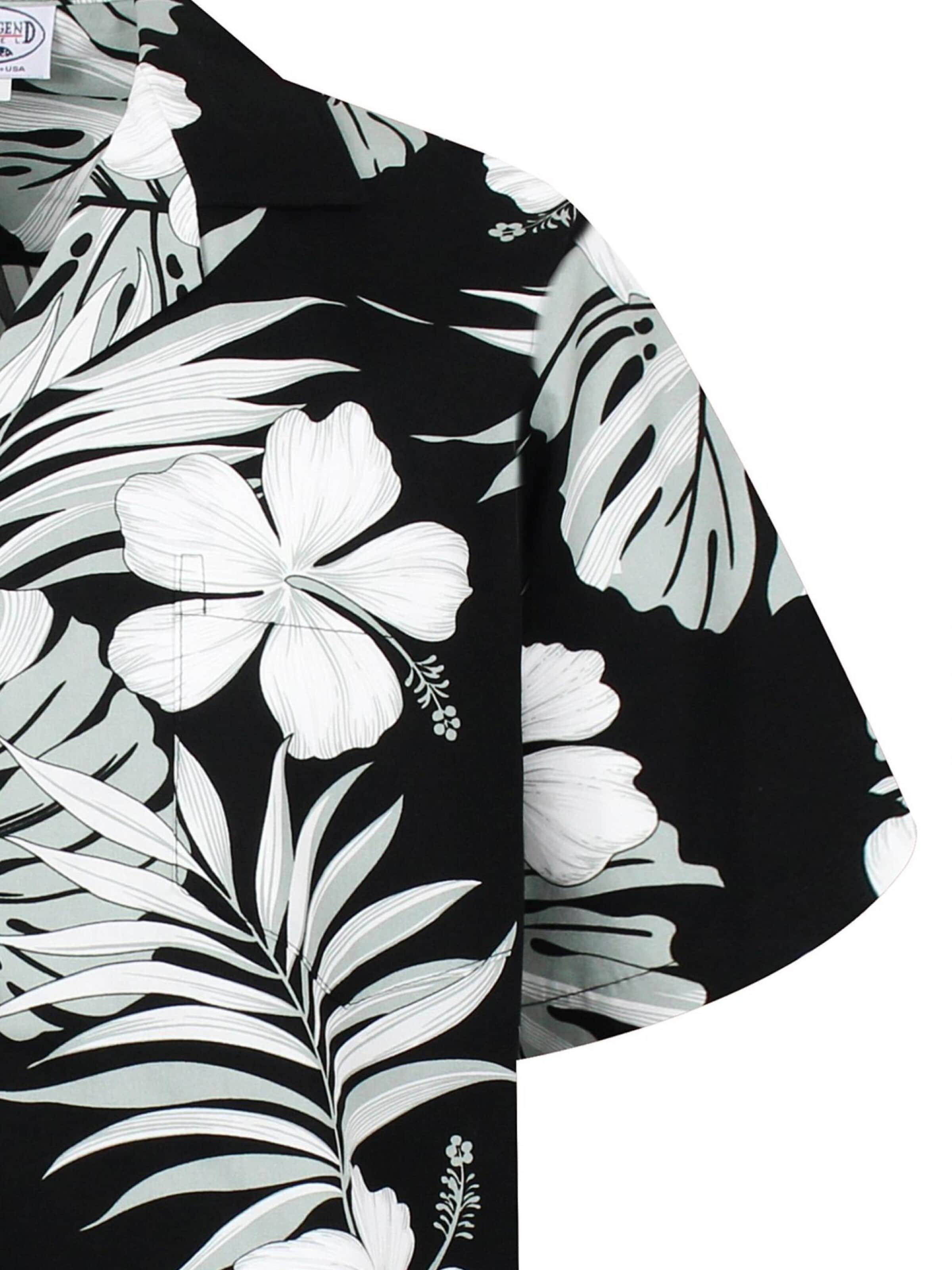 Pacific Legend Regular fit Button Up Shirt 'Palmenblätter' in Black