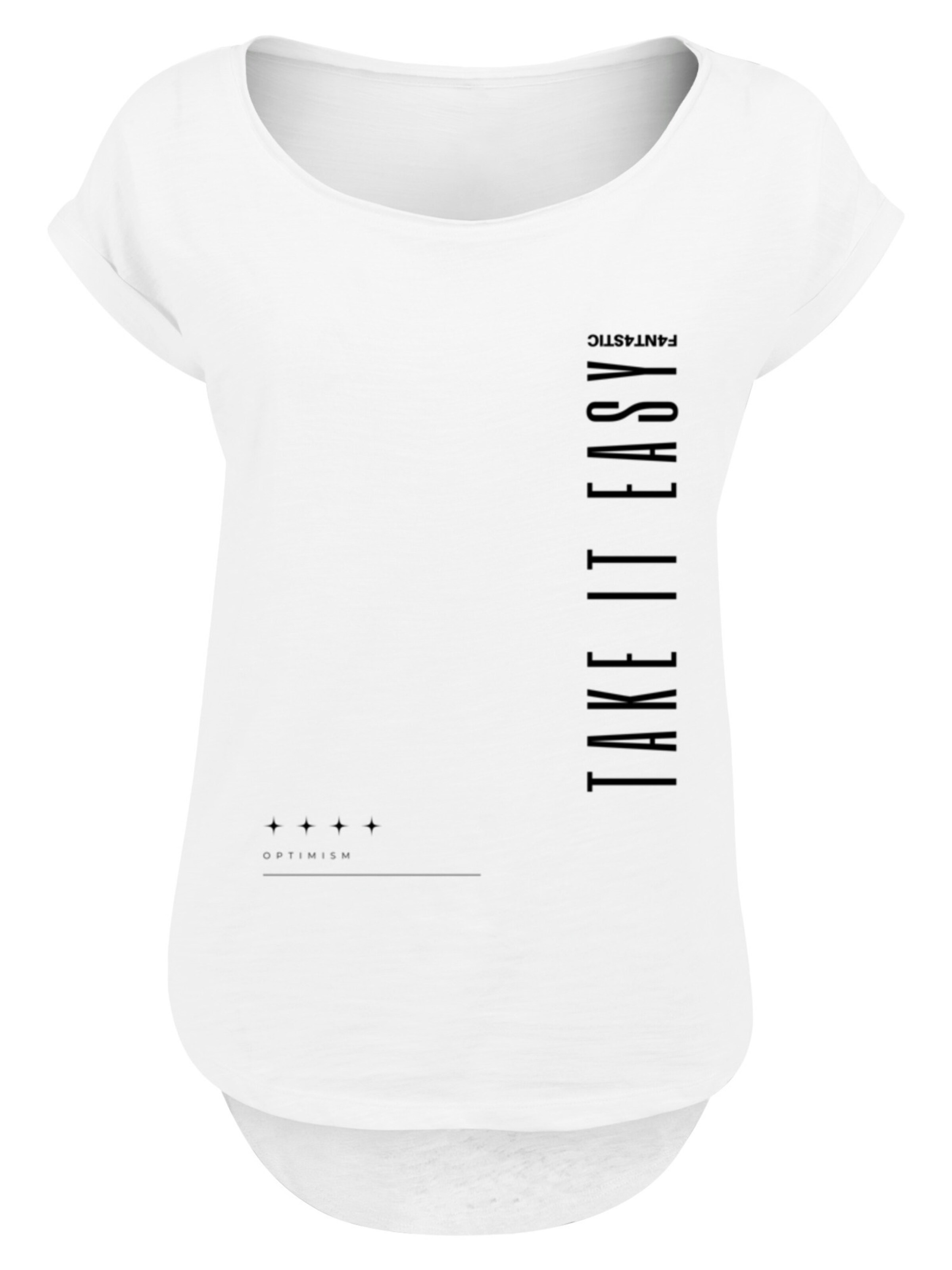 F4NT4STIC Shirt 'Take It Easy' in Wit: voorkant