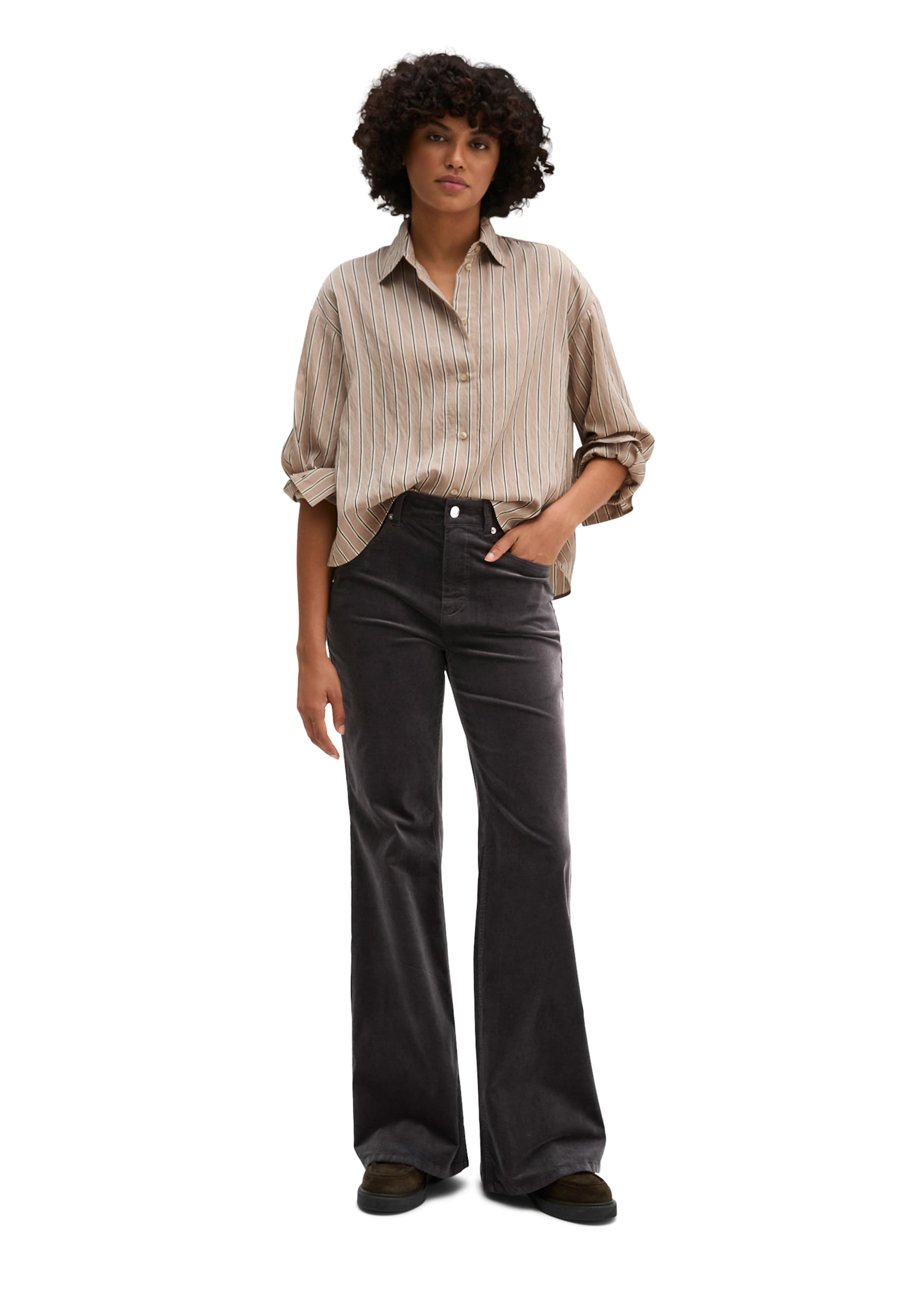 Marc O'Polo Bootcut Broek in Grijs: voorkant