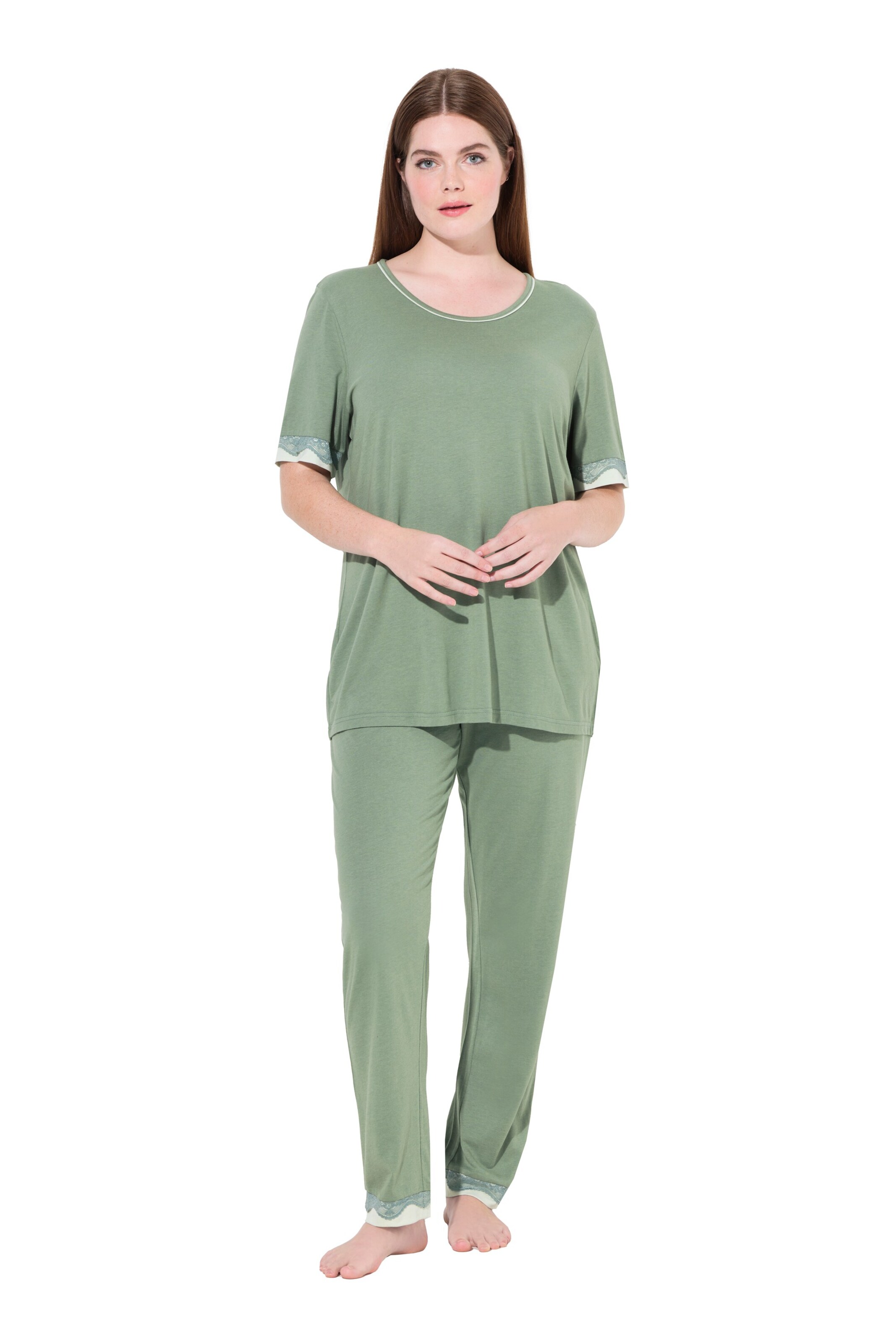 Ulla Popken Pyjama in Groen: voorkant