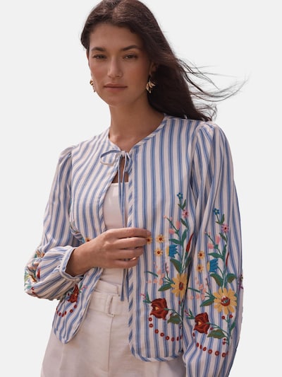 love & roses Prehodna jakna | nebeško modra / rumena / krvavo rdeča / bela barva, Prikaz izdelka