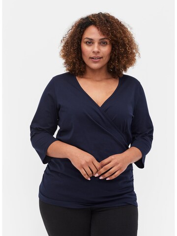 Zizzi Blouse 'Eagnes' in Blauw: voorkant