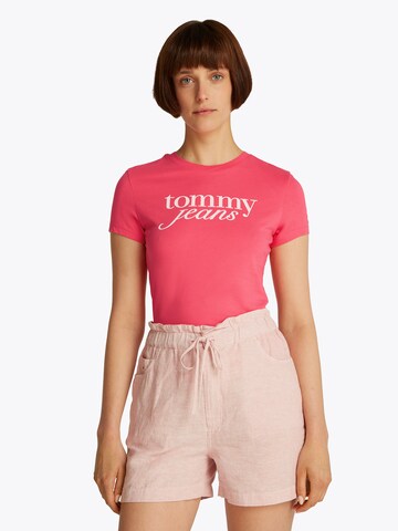 Tommy Jeans Koszulka 'ESSENTIAL' w kolorze czerwony: przód