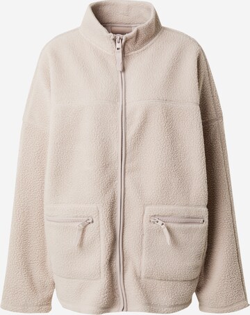 TOPSHOP Fleece Jacket in Beige: front