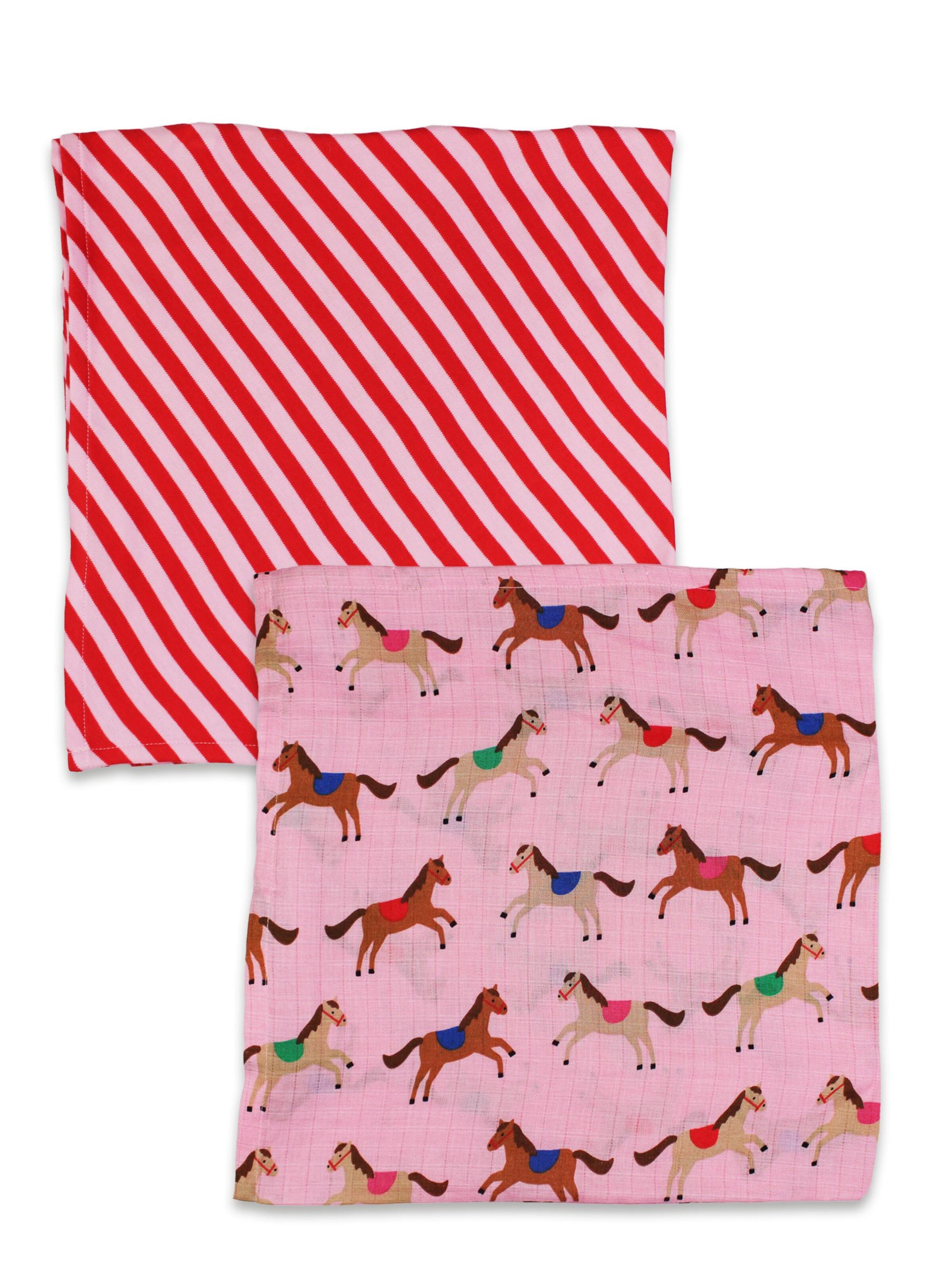 Toby Tiger Bib '2-er Pack Pferde' in Pink: front