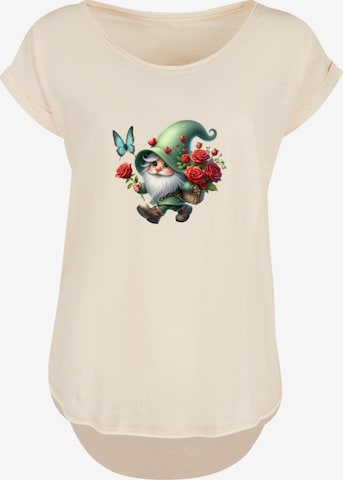 T-shirt 'Gnom Frühling Blumen Schmetterling' F4NT4STIC en beige : devant