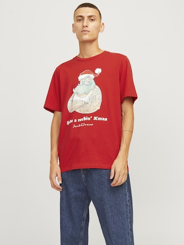 Maglietta 'Xmas Funny' di JACK & JONES in rosso: frontale