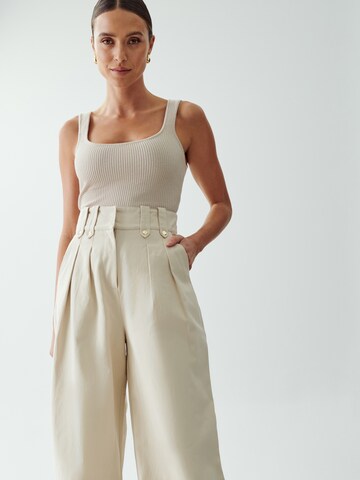 The Fated Loosefit Bukser med lægfolder 'MAJOR' i beige