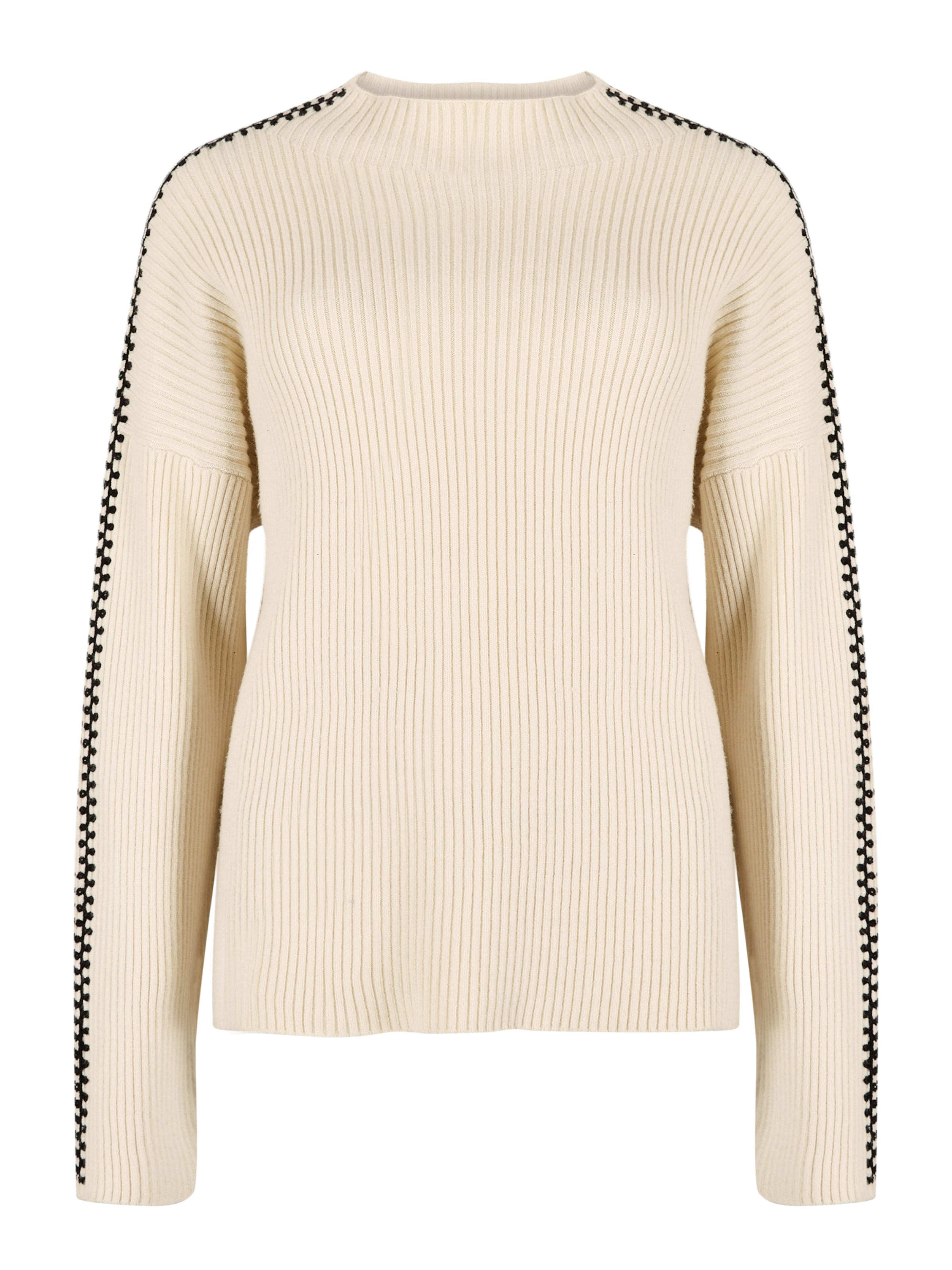 Apricot Gerippter Pullover mit Deckenstich in Grau: Vorderseite