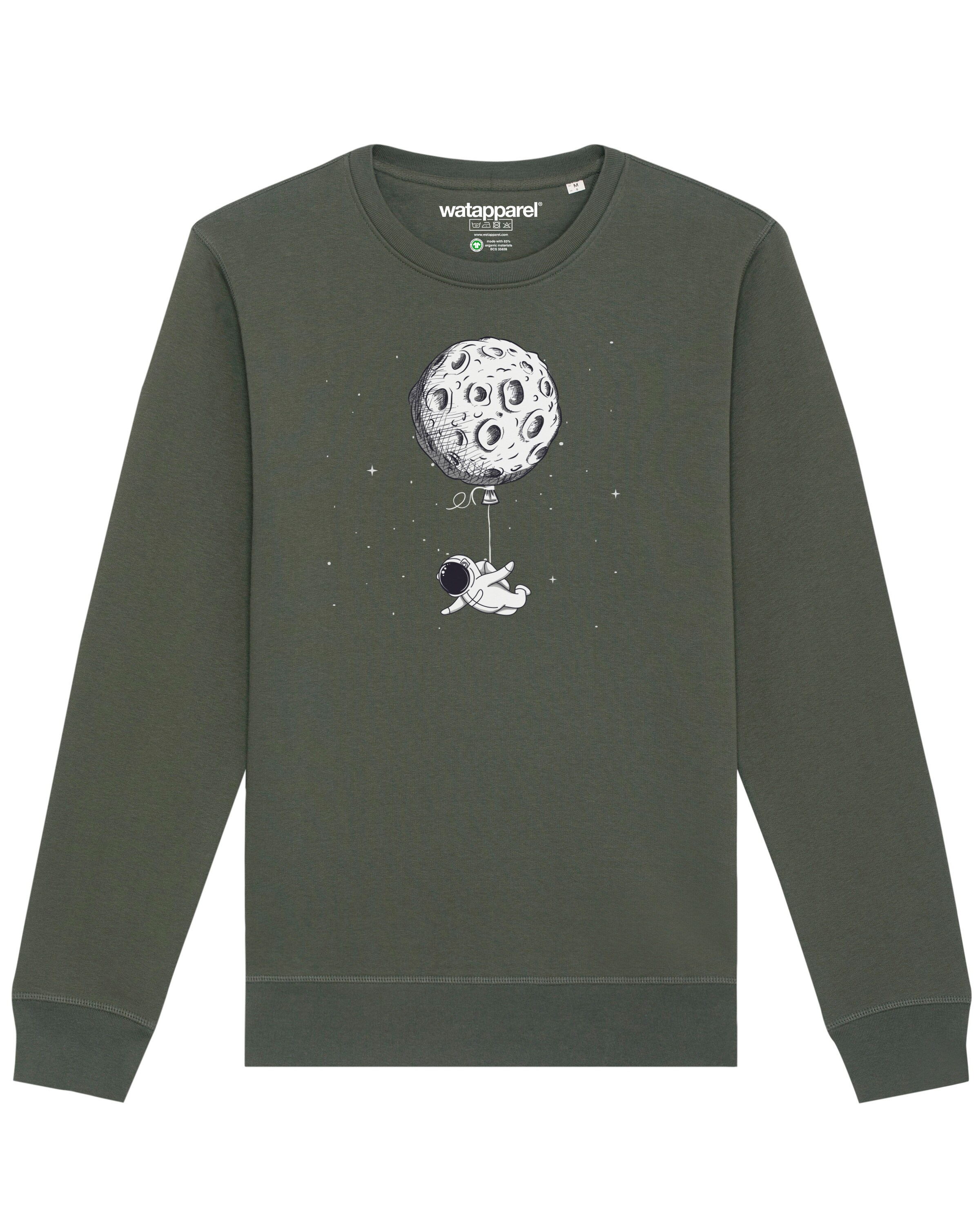 Watapparel Sweatshirt 'Funny Spaceman' in Green: front