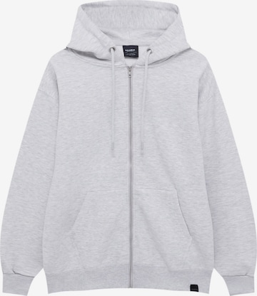 Pull&Bear Zip-Up Hoodie in Grey: front