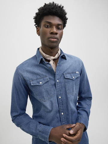 mėlyna JACK & JONES Standartinis modelis Marškiniai 'Sheridan'