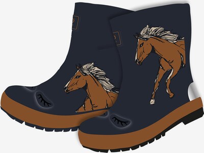 MAXIMO Rubber Boots 'Wild horse' in Cream / Navy / Brown / Black, Item view