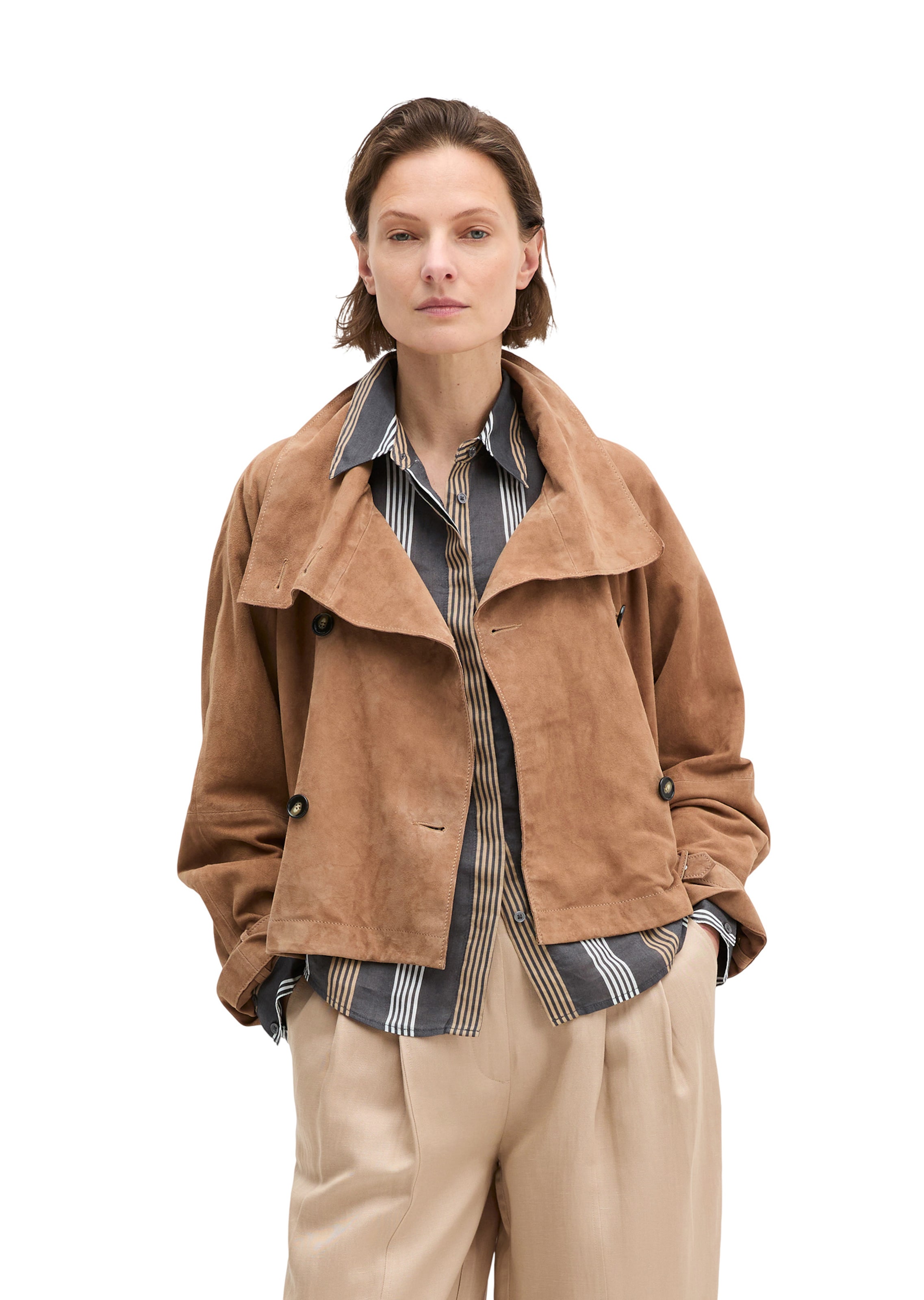 Veste mi-saison Marc O'Polo en marron : devant