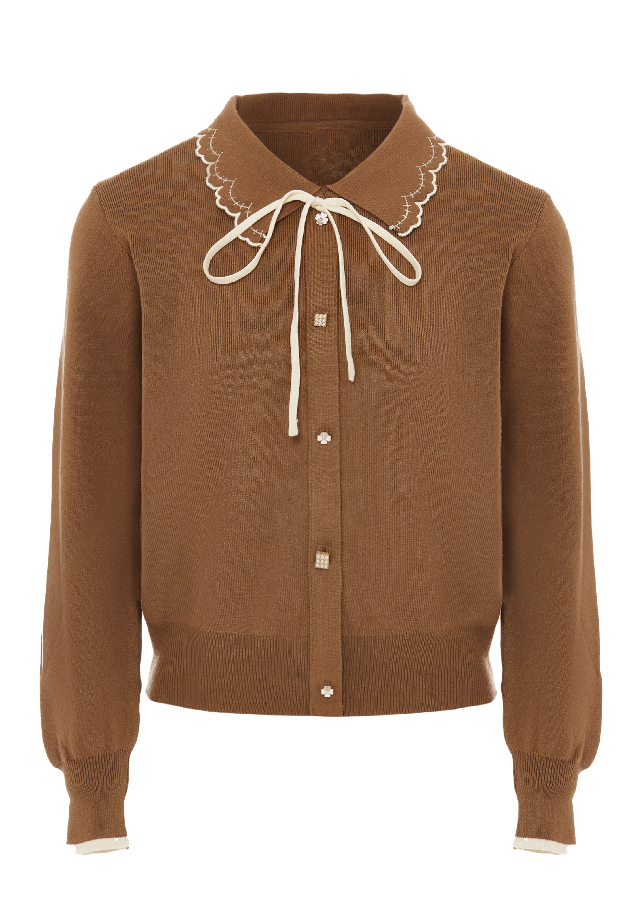 NAEMI Gebreid vest in Bruin: voorkant