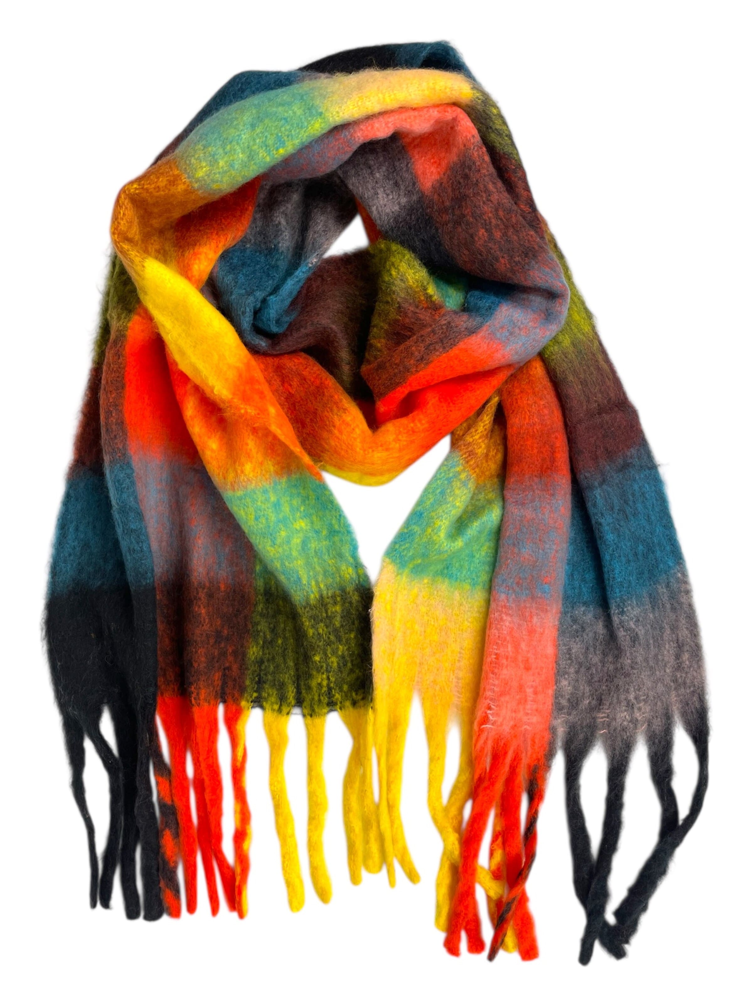 Kumixi Scarf 'Schal mit Fransen' in Yellow: front