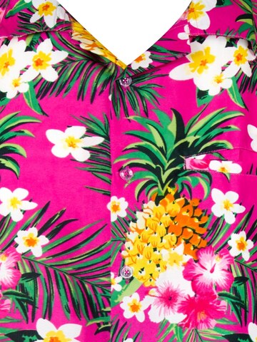 King Kameha Regular Fit Hemd 'Pineapple Flowers' in Pink