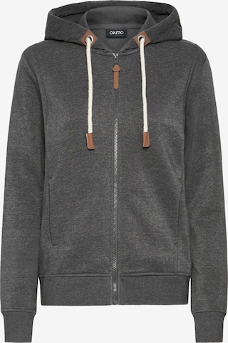 Oxmo Zip-Up Hoodie ' OXMILLE ' in Grey: front