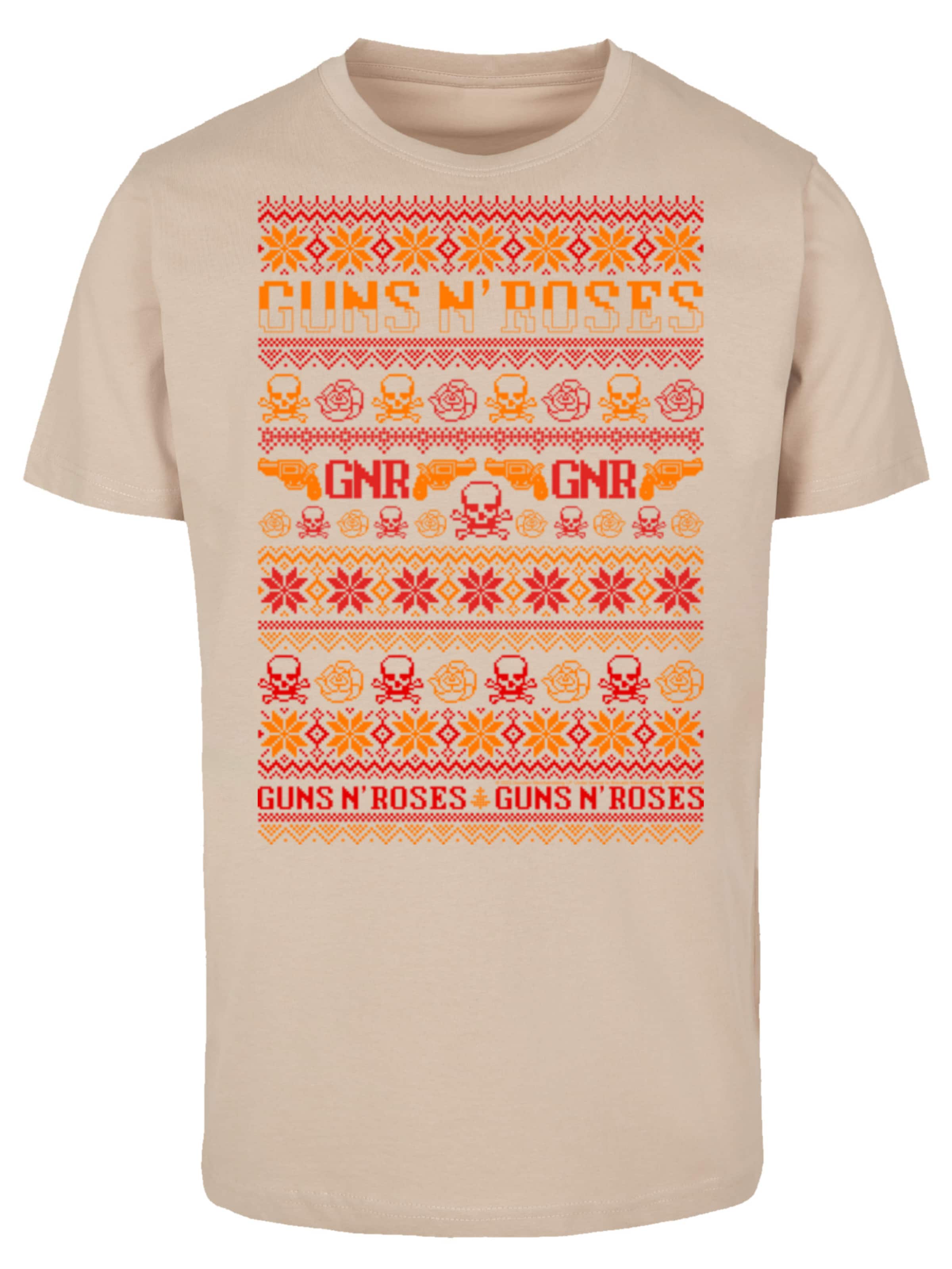 F4NT4STIC Shirt 'Guns And Roses Christmas' in Beige: front