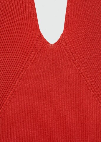 MANGO Pletena obleka 'shiffer' | rdeča barva