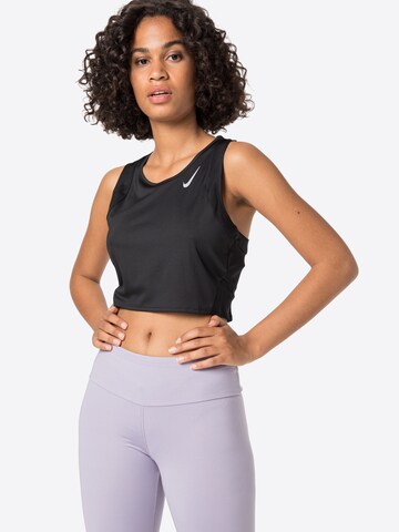 Sport top de la NIKE pe negru: față