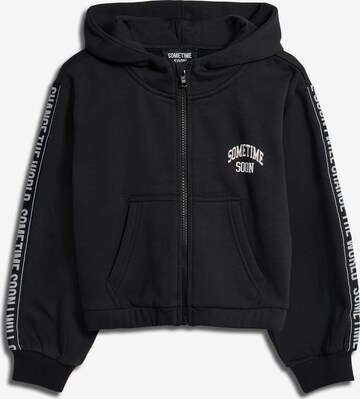 SOMETIME SOON Zip-Up Hoodie in Black: front