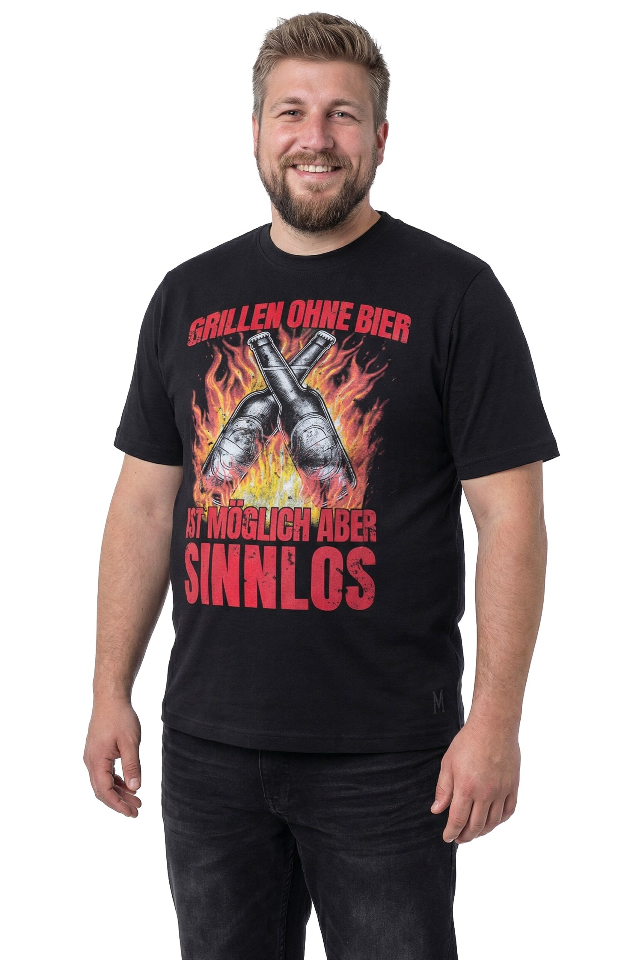 Men Plus Shirt in Black: front