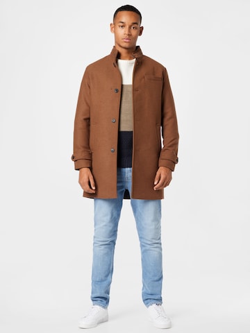 JACK & JONES Between-Seasons Coat 'Melton' in Brown