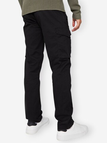 Threadbare Slimfit lange Cargohose 'Battle Drill' in Schwarz